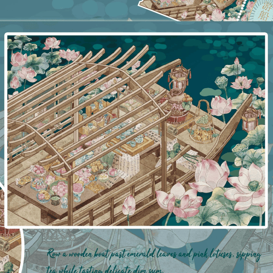 Delicious Dim Sum 3D Scene Sticker Plus Size 3 Theme Sets: Forest Picnic | Lotus Boat Tea Banquet | Chinese Dim Sum