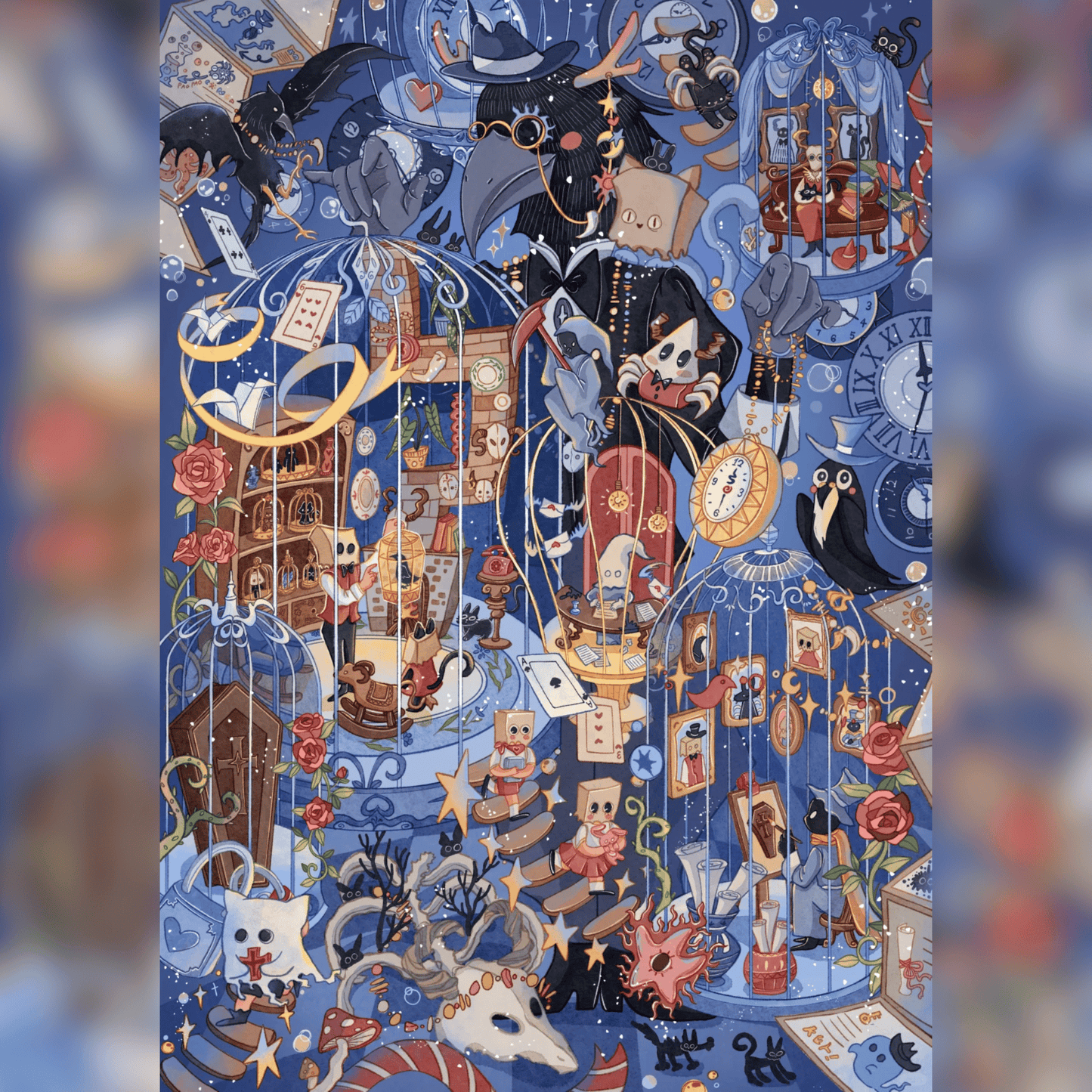 Fantasy World 3D Scene Sticker Plus Size 4 Theme Sets: Cyber Town | Food Street | Curious Market | Mr. Crow’s Cage