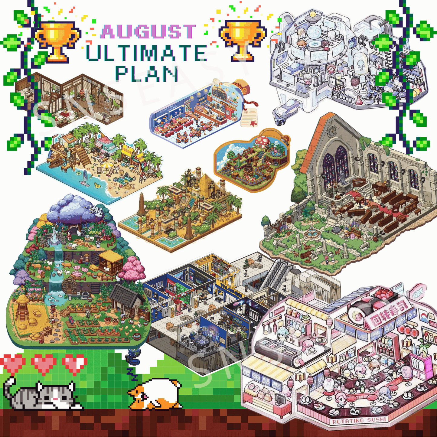 "Pixel World" Scene Sticker Box