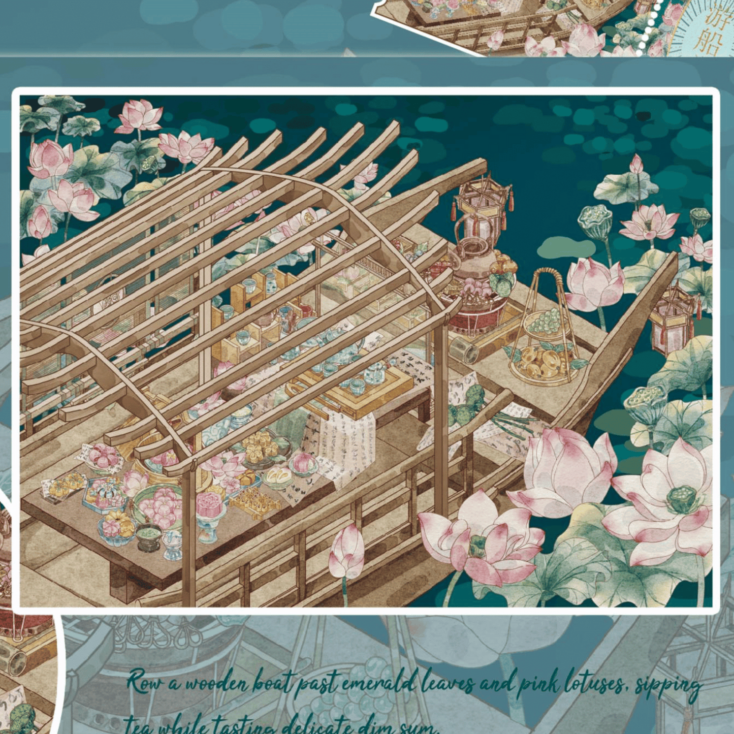 Delicious Dim Sum 3D Scene Sticker Plus Size 3 Theme Sets: Forest Picnic | Lotus Boat Tea Banquet | Chinese Dim Sum