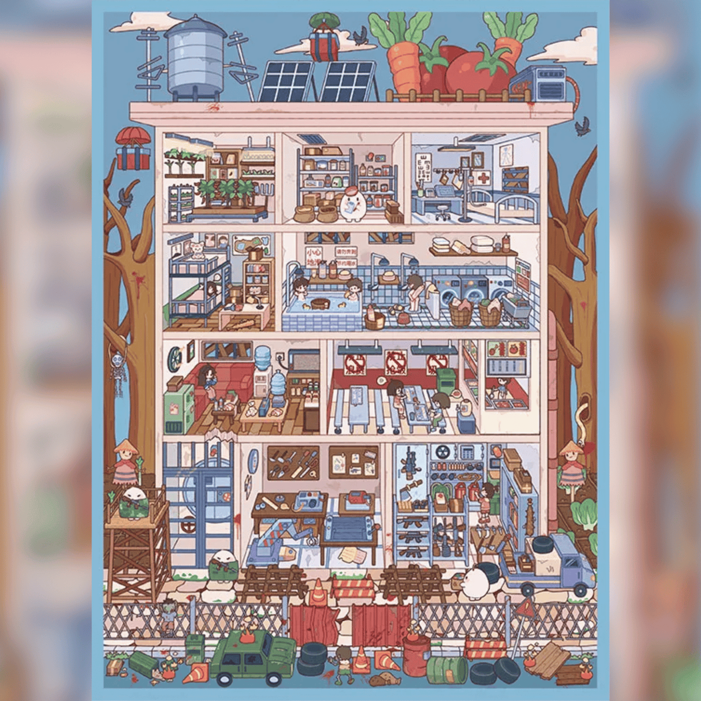 Eggy's Time Travel – Plus Size 3D Miniature Sticker Scenes - 2 Theme Sets: Childhood Memories | Post-Apocalyptic Shelter