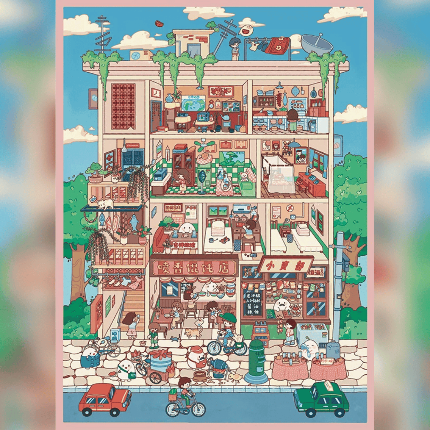 Eggy's Time Travel – Plus Size 3D Miniature Sticker Scenes - 2 Theme Sets: Childhood Memories | Post-Apocalyptic Shelter