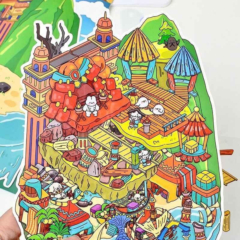 Video Game Style Plus Size – 3D Sticker Scenes – 2 Theme Sets: Puppy Pipe Adventure | Wilderness Challenge