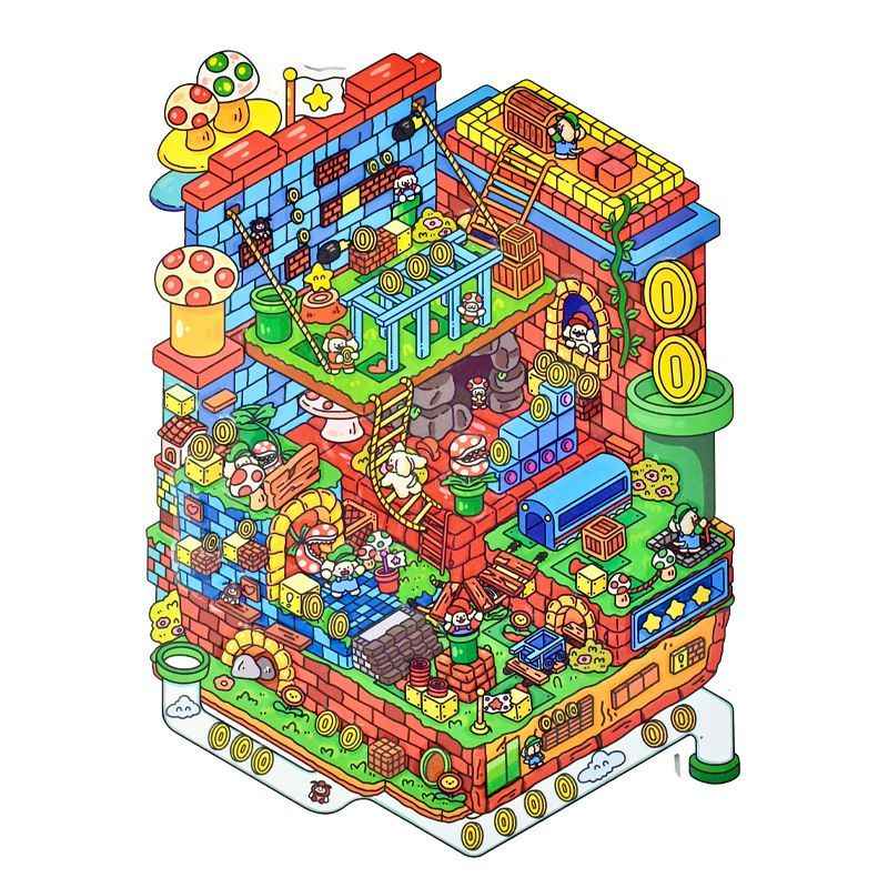 Video Game Style Plus Size – 3D Sticker Scenes – 2 Theme Sets: Puppy Pipe Adventure | Wilderness Challenge