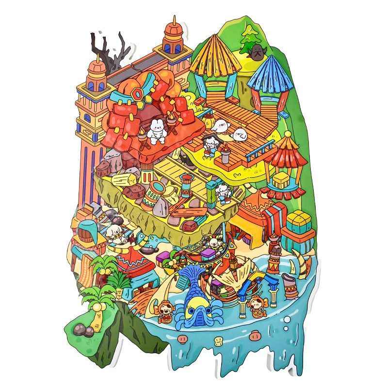 Video Game Style Plus Size – 3D Sticker Scenes – 2 Theme Sets: Puppy Pipe Adventure | Wilderness Challenge