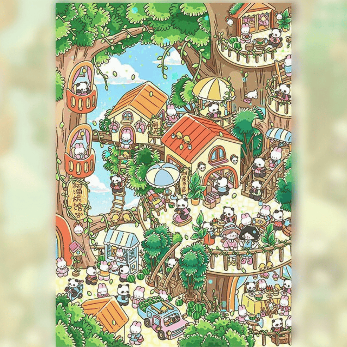 Treehouse Seasons 3D Scene Sticker Plus Size 4 Theme Sets: Spring Treehouse | Summer Treehouse | Autumn Treehouse | Winter Treehouse