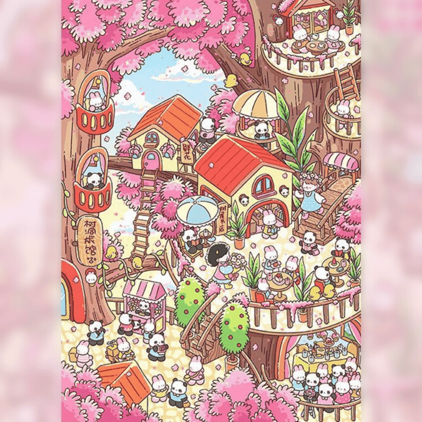 Treehouse Seasons 3D Scene Sticker Plus Size 4 Theme Sets: Spring Treehouse | Summer Treehouse | Autumn Treehouse | Winter Treehouse
