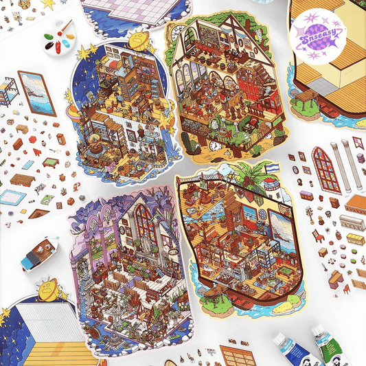 Adventure Corner – 3D Sticker Scenes - 4 Theme Sets: Cathedral | Art Studio | Ship | Tavern