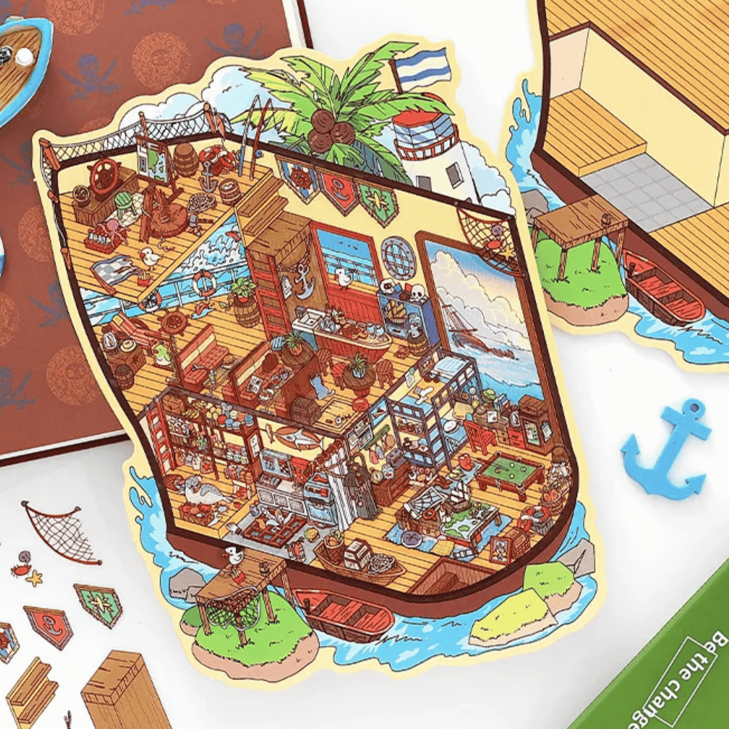 Adventure Corner – 3D Sticker Scenes - 4 Theme Sets: Cathedral | Art Studio | Ship | Tavern