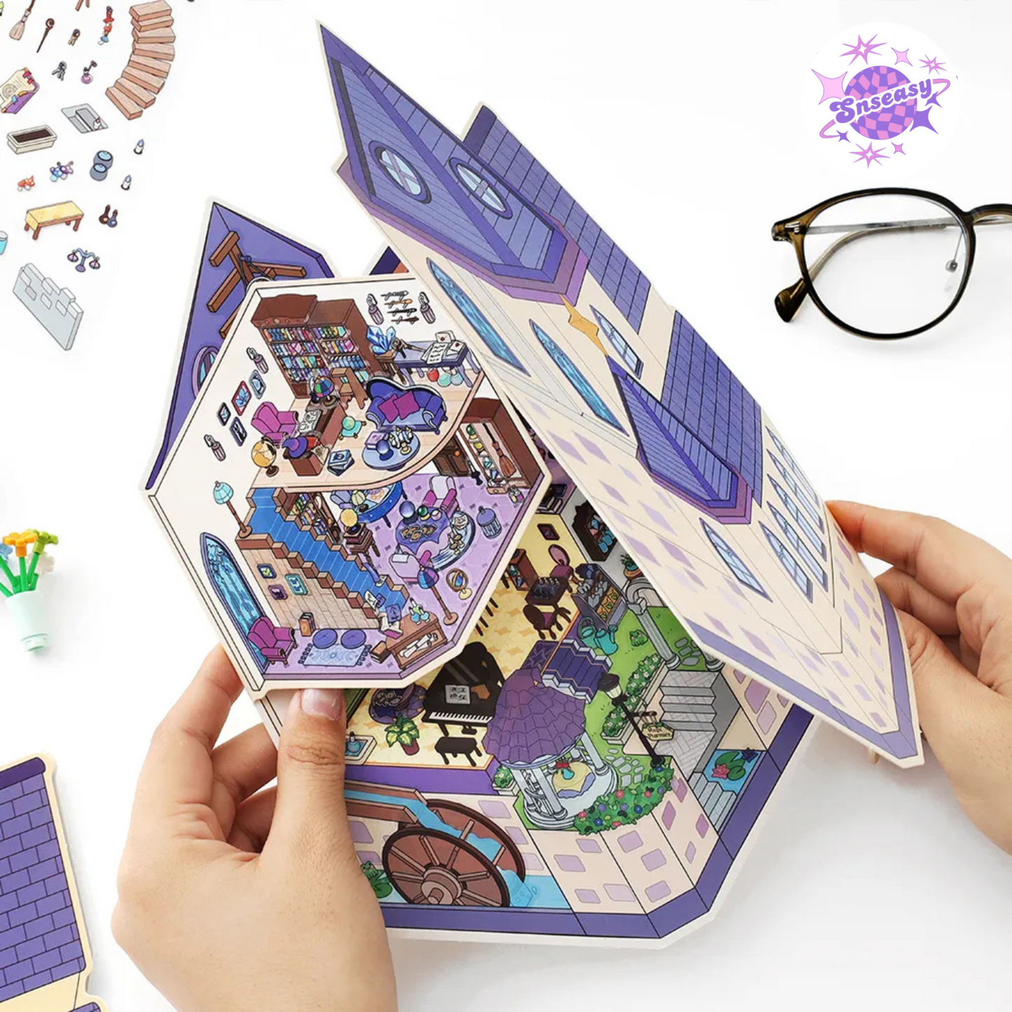 Adventure Corner 2.0 – Plus Size Tri-Fold Flip 3D Sticker Scenes - 2 Theme Sets: Witch Castle | Arcade Center