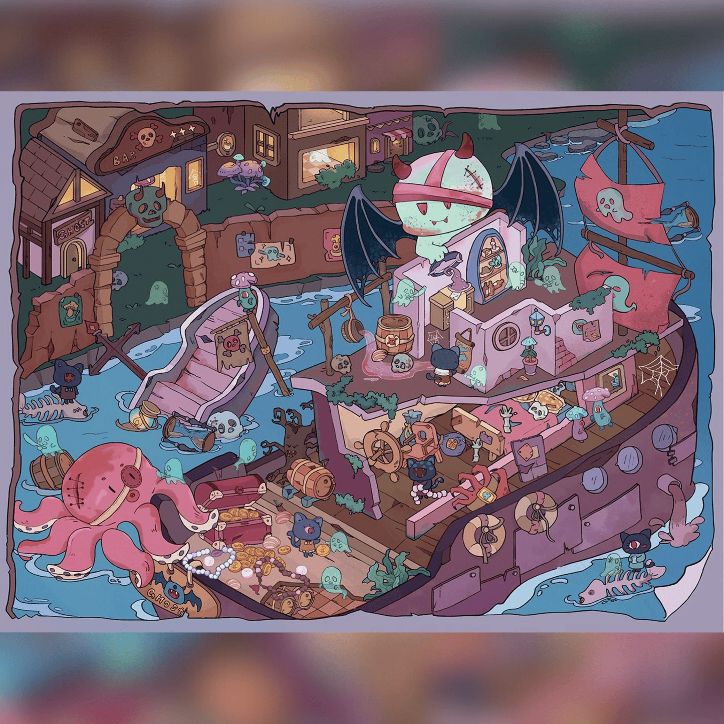 Ghost Chapter 3D Scene Sticker Plus Size 2 Theme Sets: Ghost Ship | Chinese Ghost Market