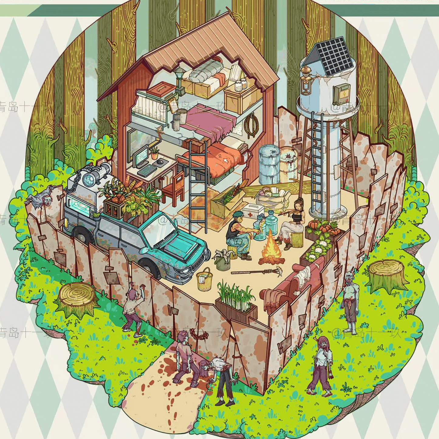 The End of the World – 3D Miniature Scene Stickers – 2 Theme Sets: Doomsday Cabin | Apocalypse Camp