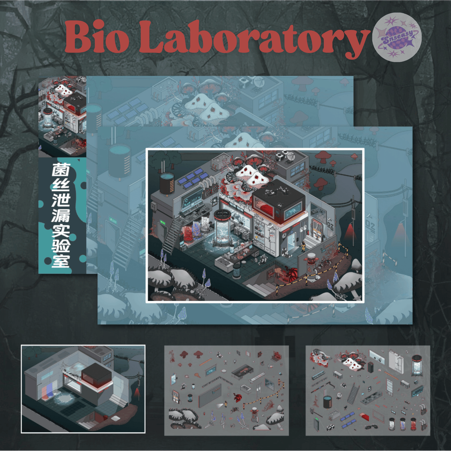 Biochemical Horror Series – Plus Size 3D Miniature Scene Stickers – 3 Theme Sets: Bio Lab | Bio Factory | Bio Hospital