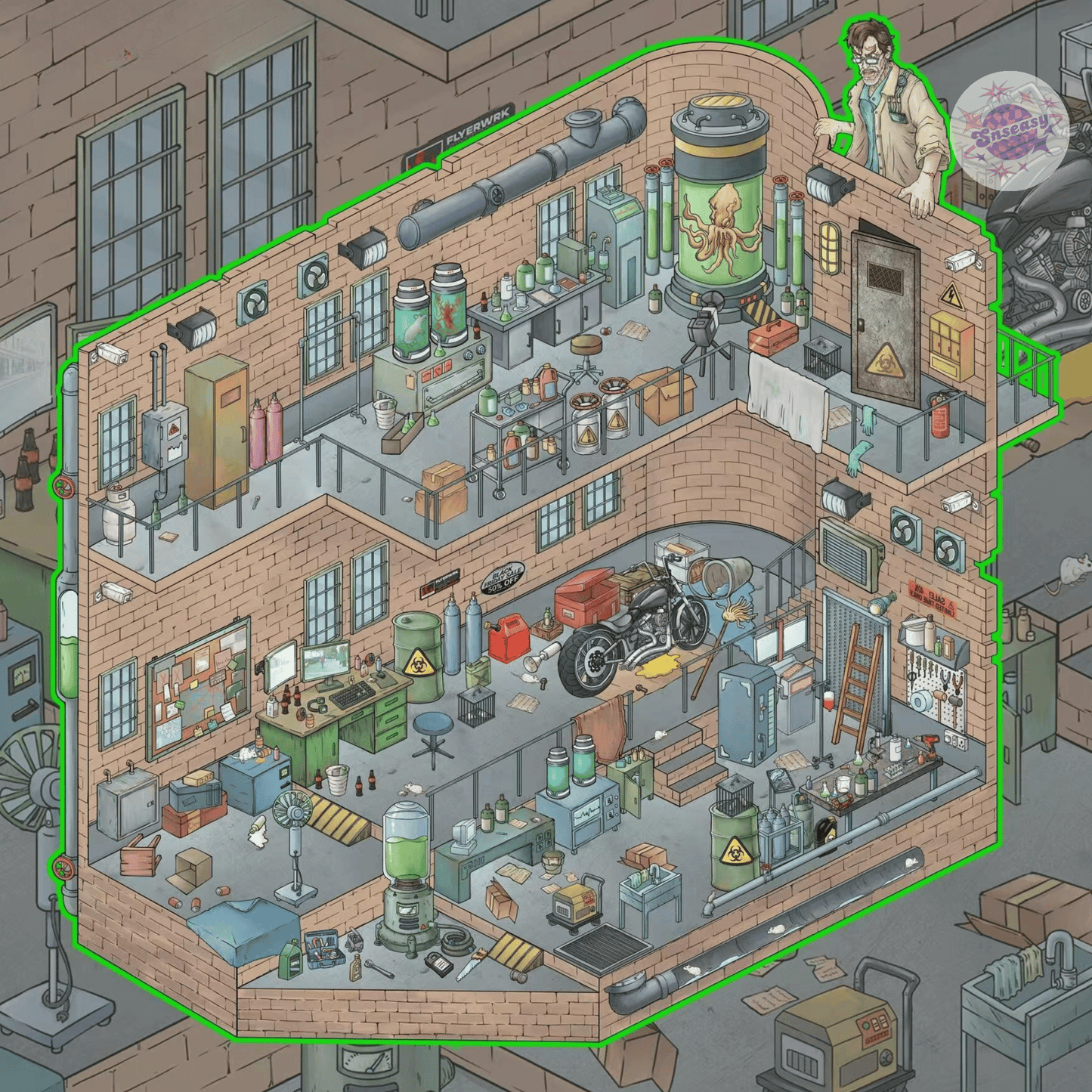 Biochemical Horror Series – Plus Size 3D Miniature Scene Stickers – 3 Theme Sets: Bio Lab | Bio Factory | Bio Hospital