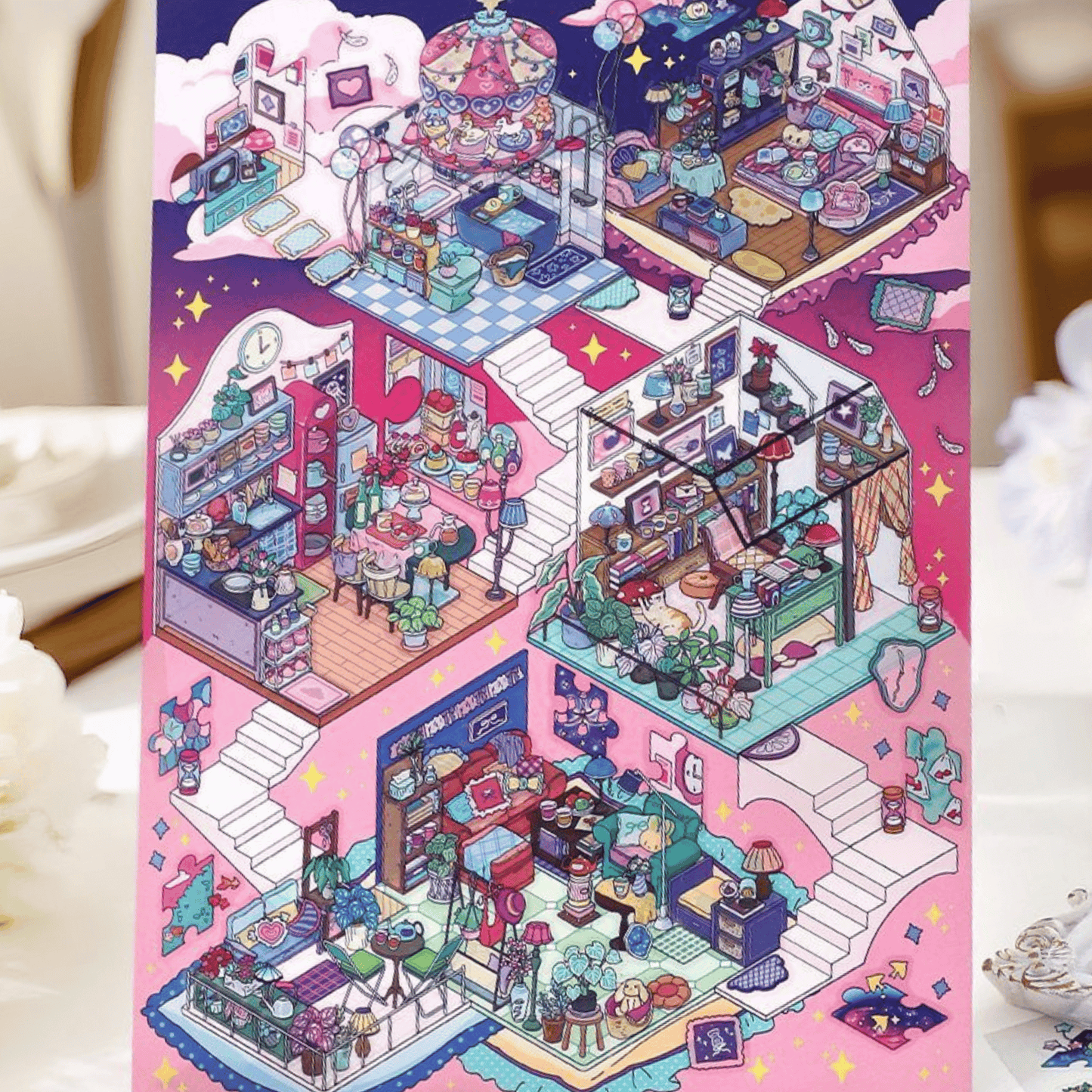 Plus My Cottage 6.0 – 3D Miniature Scene Stickers – 2 Theme Sets: Starry Night | Sunset Glow