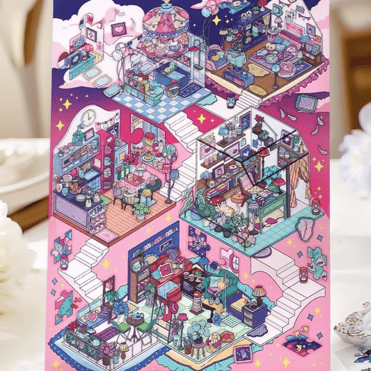 Plus My Cottage 6.0 – 3D Miniature Scene Stickers – 2 Theme Sets: Starry Night | Sunset Glow