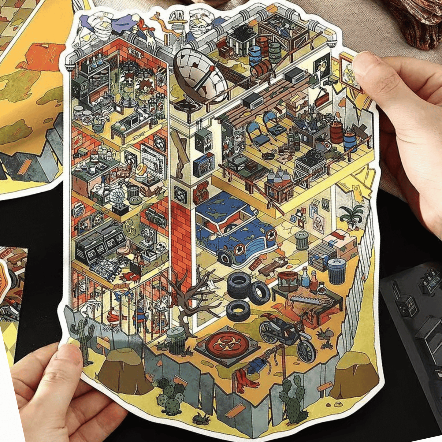 Horror Game Series – Plus Size 3D Miniature Scene Stickers – 4 Theme Sets: Puppet Theater | Horror Hospital | Bio-Apocalypse Camp | Skeleton Shop