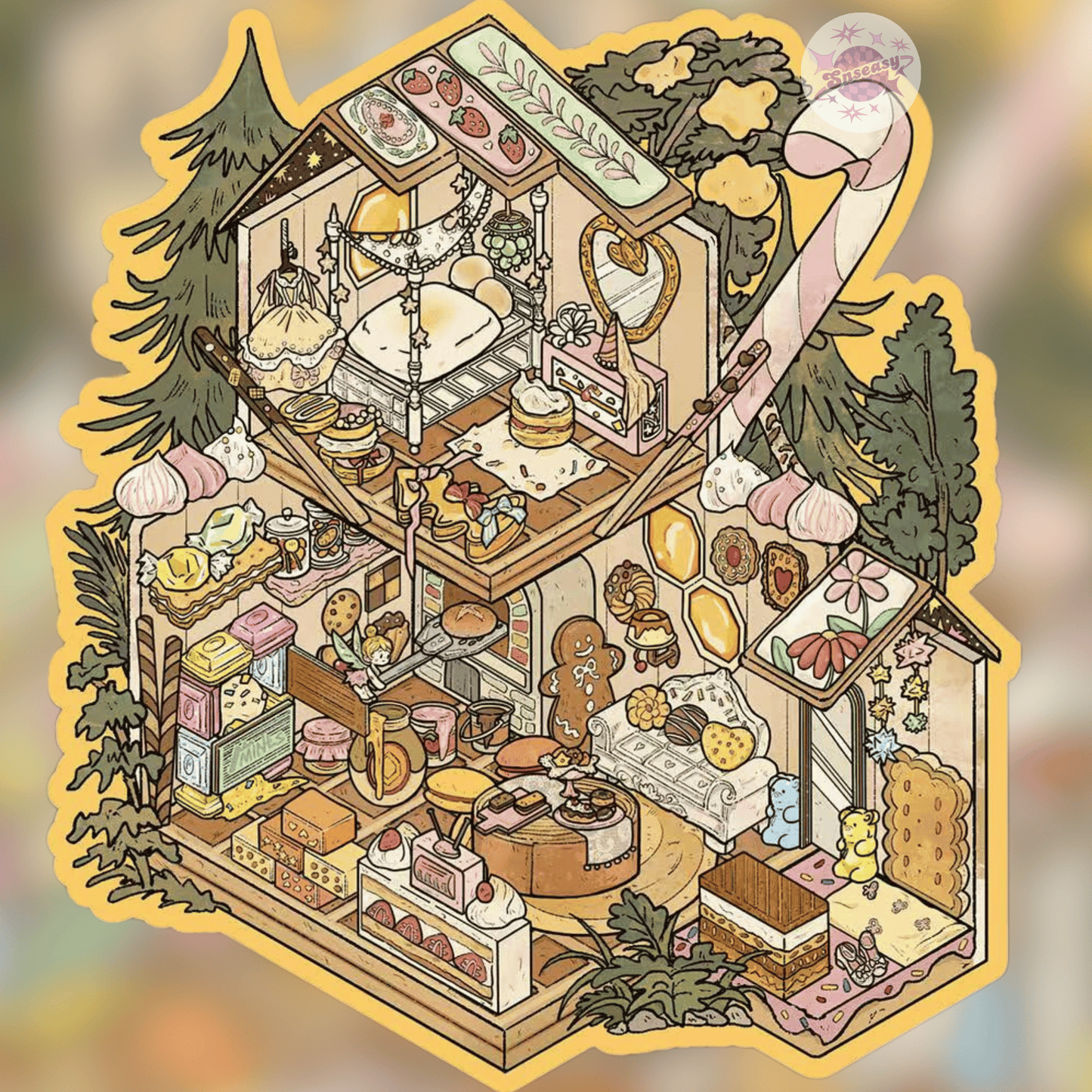 Vintage Fantasy – Plus Size 3D Miniature Scene Stickers – 2 Theme Sets: Time Shop | Elf Wood Cabin