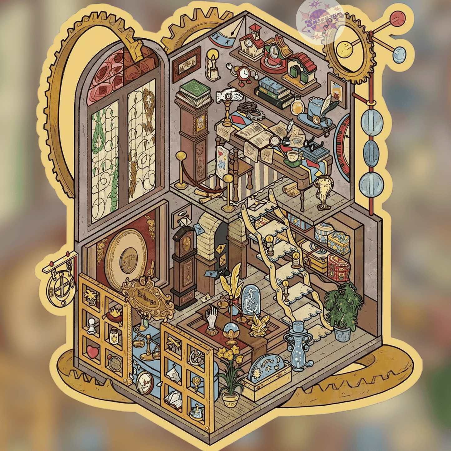 Vintage Fantasy – Plus Size 3D Miniature Scene Stickers – 2 Theme Sets: Time Shop | Elf Wood Cabin