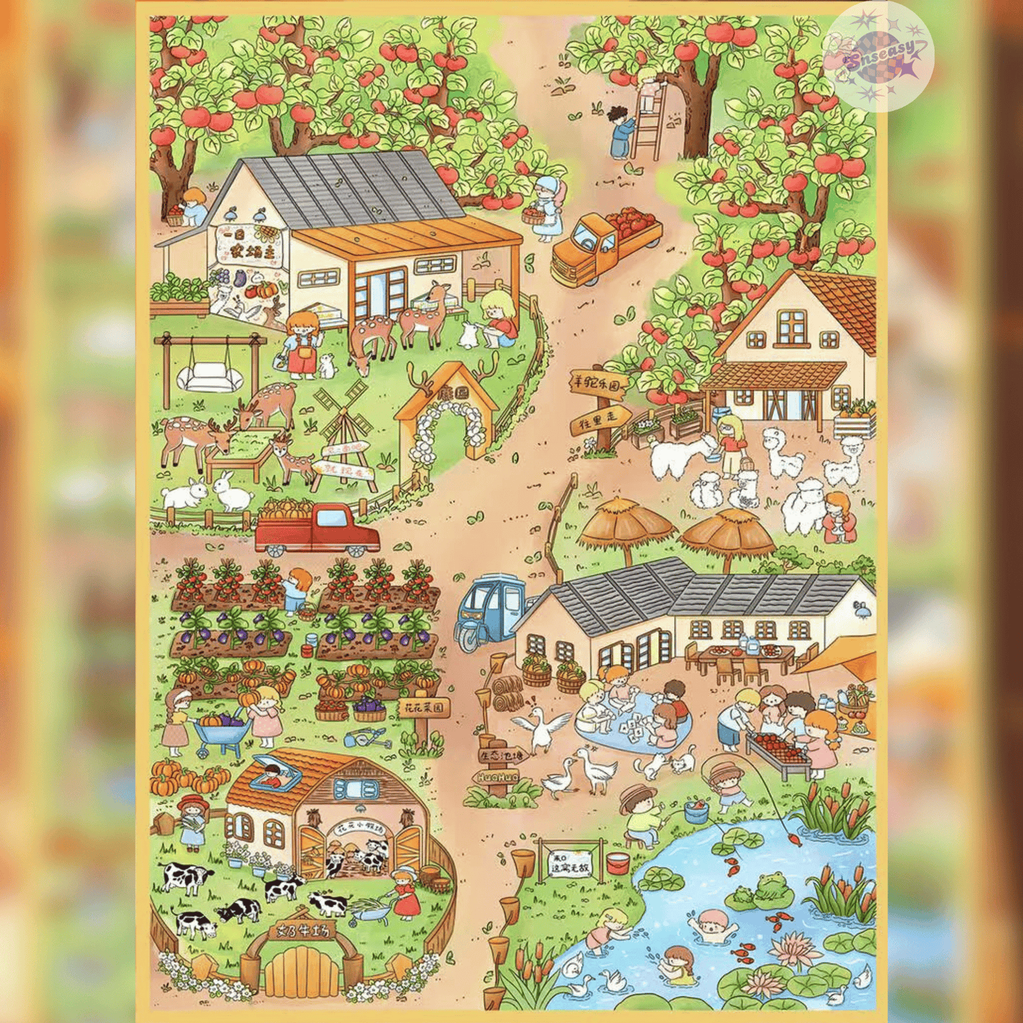Game Simulation – 3D Miniature Scene Stickers – 2 Theme Sets: Farm Simulation | Adventurer’s Town