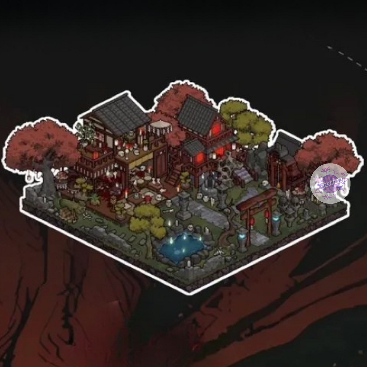 Pixel Island – 3D Miniature Scene Stickers – 4 Theme Sets: Pyramid Legend | Dino Fossil Ruins | Holiday Beach | Skull Haunted House