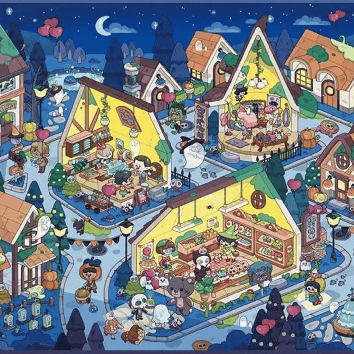 Halloween Town – 3D Miniature Scene Stickers – Haunted Village Theme