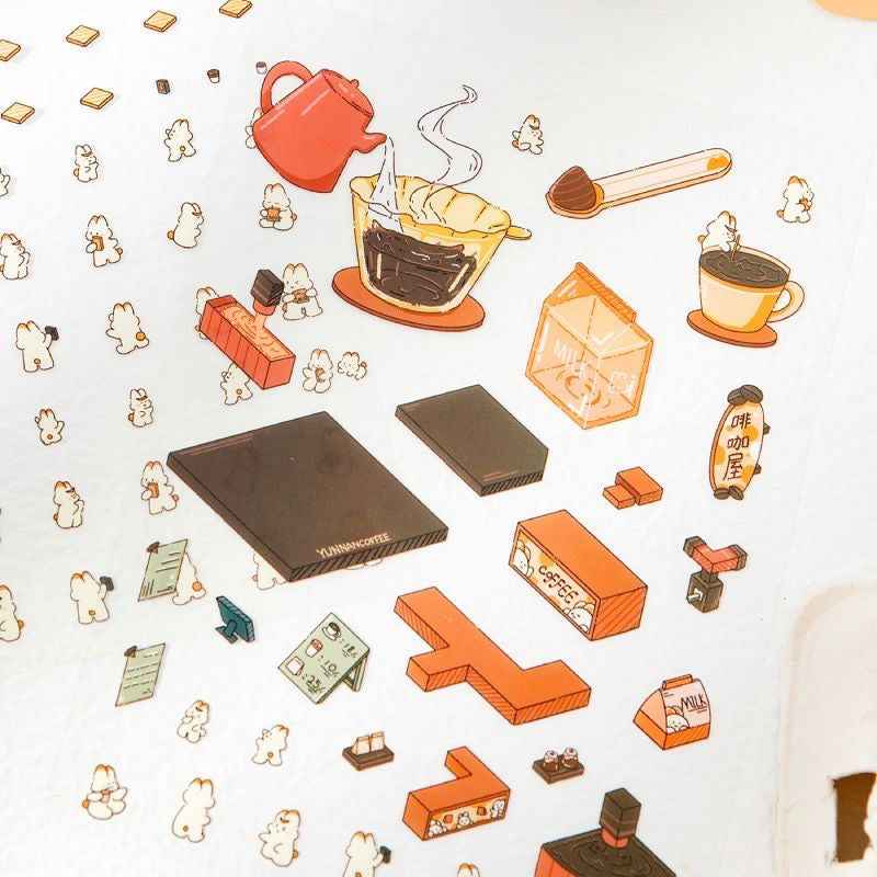 Cute Bunny 2.0 Shop Simulation – 3D Isometric Room Stickers Scene 4 Themes: Coffee Shop | Chocolate House | Cake Shop | Bread Shop