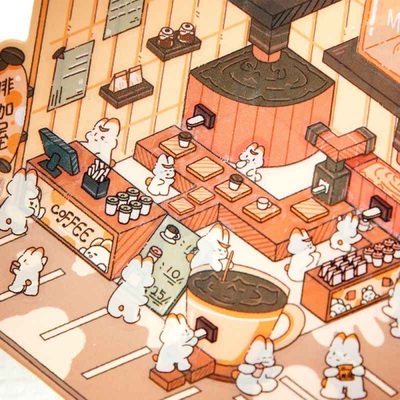 Cute Bunny 2.0 Shop Simulation – 3D Isometric Room Stickers Scene 4 Themes: Coffee Shop | Chocolate House | Cake Shop | Bread Shop