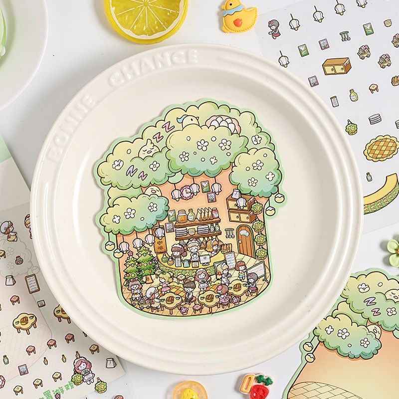 Mystical Bottle World – 3D Isometric Room Stickers Scene 4 Themes: Underwater Castle | Treehouse | Crystal Amusement Park | Green House