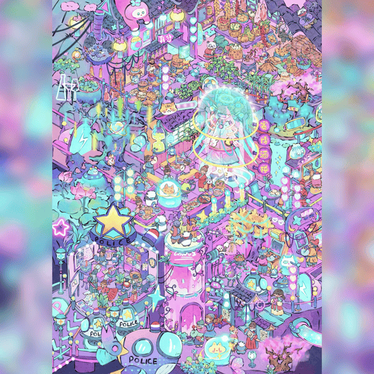 Fantasy World 3D Scene Sticker Plus Size 4 Theme Sets: Cyber Town | Food Street | Curious Market | Mr. Crow’s Cage