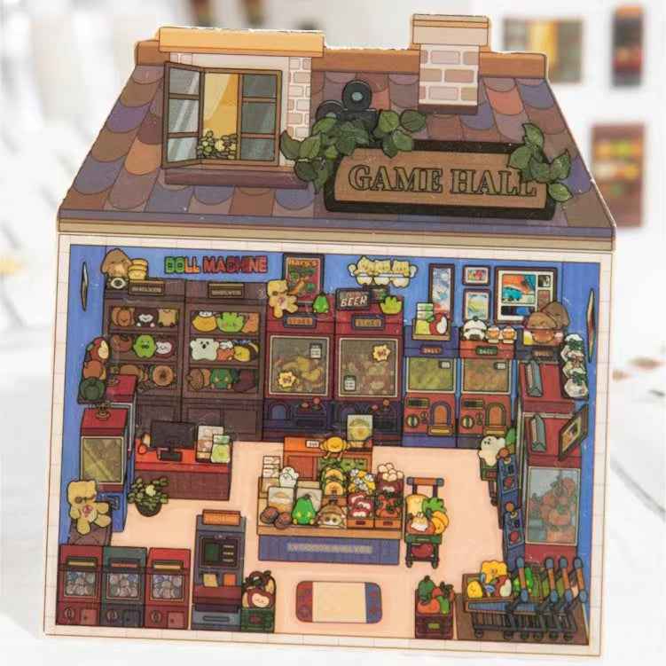 Retro Arcade – 3D Sticker Scenes - 2 Theme Sets: Game Hall | Bookstore