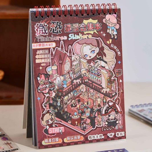 Horror Adventure Plus 3D Scene Stickers Scrapbook - 16 Unique Themes: Red Book (8 Themes) | Blue Book (8 Themes)