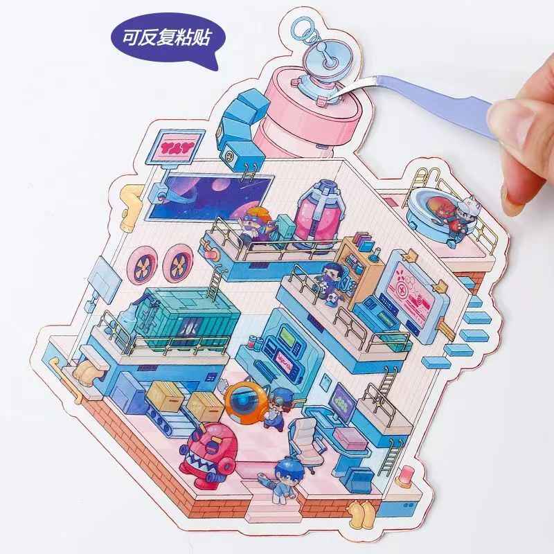 Dream Game Life Simulation – 3D Sticker Scenes - 8 Theme Sets: 3-Story Amusement Park | Baking Story | Bunny Home | Space Station | Panda Dumpling Shop | Mecha Warrior Arcade | Goose Dessert Shop | Hamster Villa