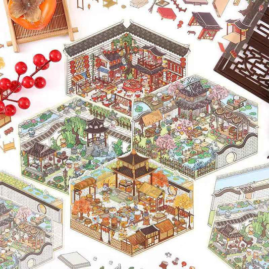 Cute Cat 4.0 – Garden of the Four Seasons 3D Sticker Scenes - 4 Theme Sets: Spring Garden | Summer Garden | Autumn Garden | Winter Garden