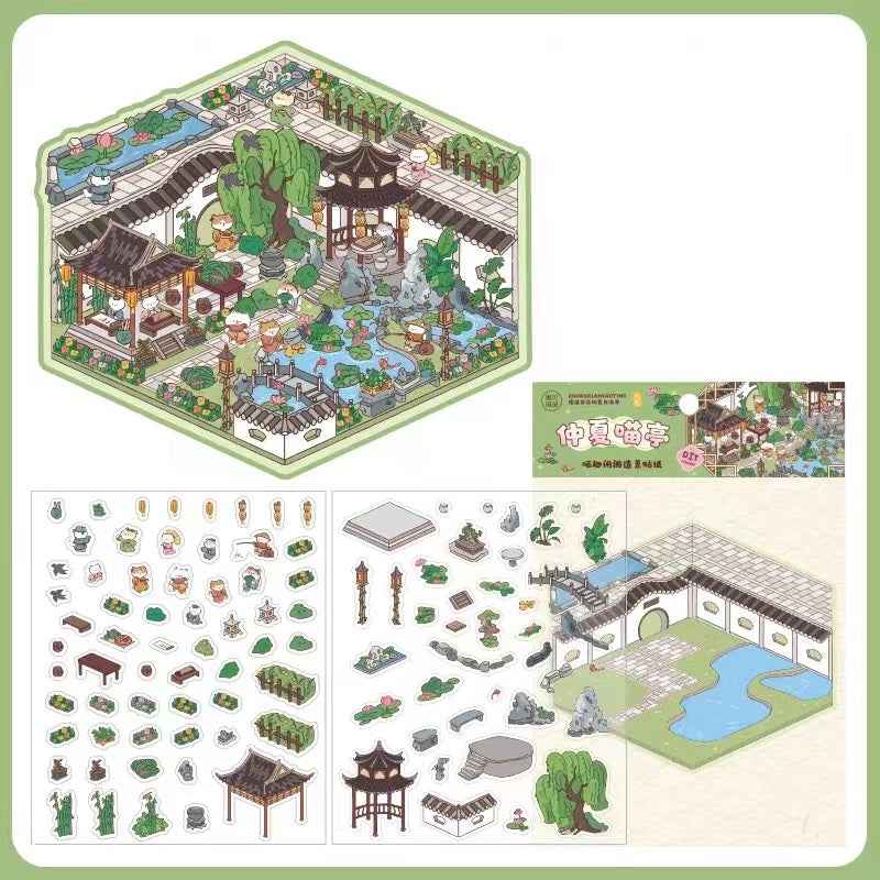 Cute Cat 4.0 – Garden of the Four Seasons 3D Sticker Scenes - 4 Theme Sets: Spring Garden | Summer Garden | Autumn Garden | Winter Garden