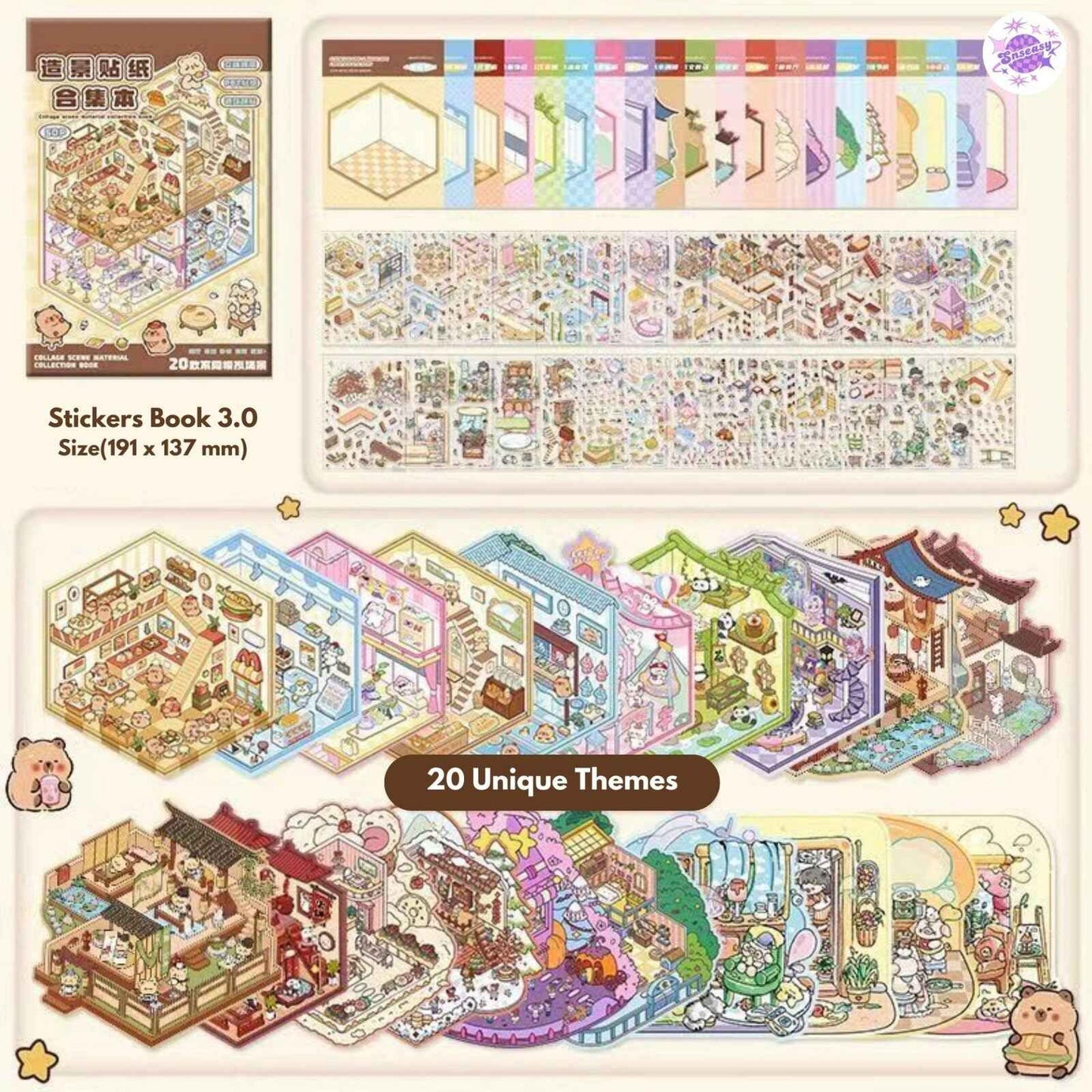 Miniature 3D Scene Stickers Scrapbook with 20 Pcs Unique Themes, Best Gifts, 1.0 | 2.0 | 3.0 | 4.0 | 5.0 | 6.0