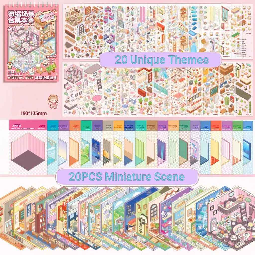 Miniature 3D Scene Stickers Scrapbook with 20 Pcs Unique Themes, Best Gifts, 1.0 | 2.0 | 3.0 | 4.0 | 5.0 | 6.0