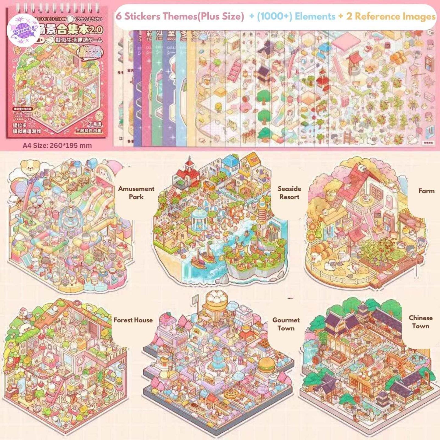 Miniature 3D Scene Stickers Scrapbook with 20 Pcs Unique Themes, Best Gifts, 1.0 | 2.0 | 3.0 | 4.0 | 5.0 | 6.0