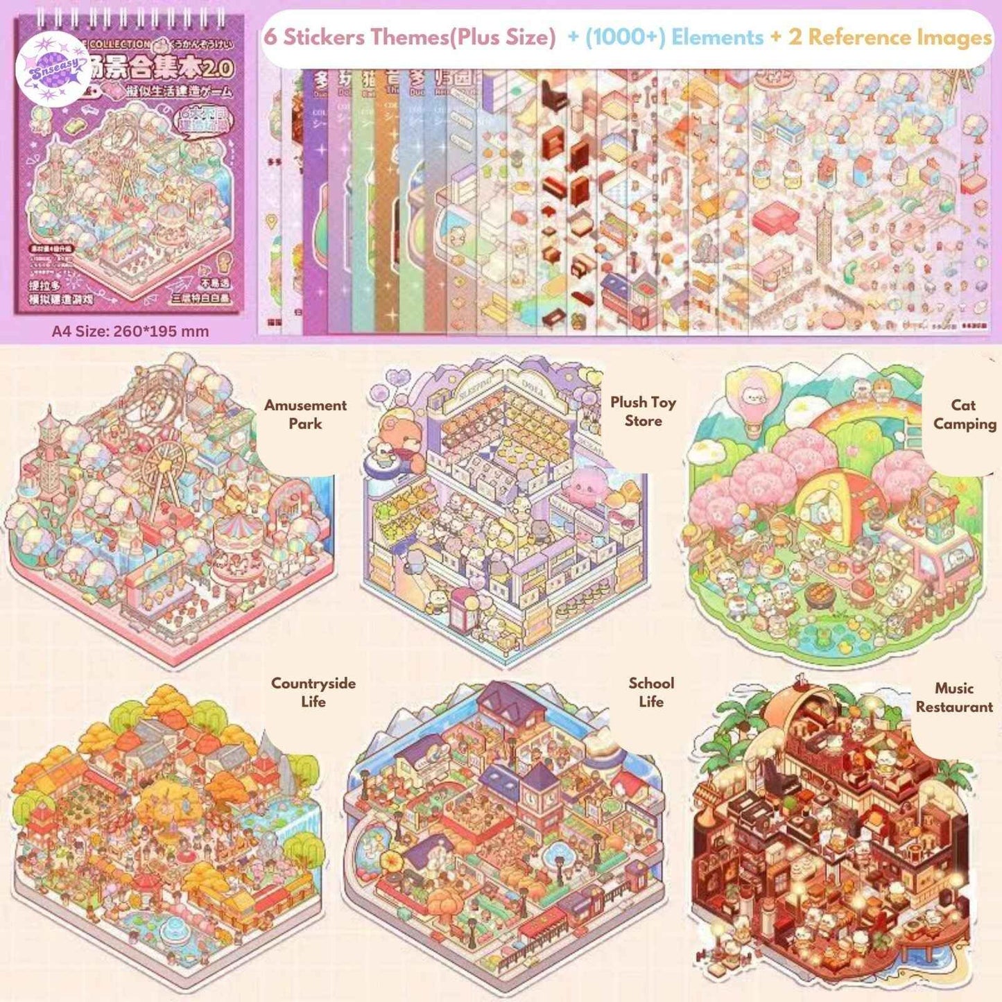 Miniature 3D Scene Stickers Scrapbook with 20 Pcs Unique Themes, Best Gifts, 1.0 | 2.0 | 3.0 | 4.0 | 5.0 | 6.0