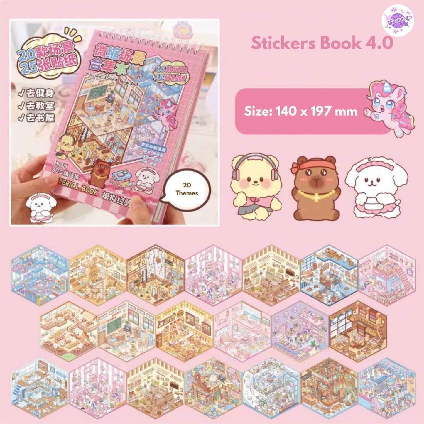 Miniature 3D Scene Stickers Scrapbook with 20 Pcs Unique Themes, Best Gifts, 1.0 | 2.0 | 3.0 | 4.0 | 5.0 | 6.0