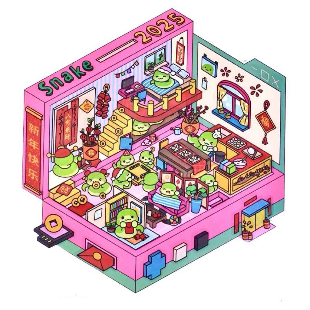 Cute Animal 7.0 – Happy Chinese New Year 3D Sticker Scenes - 4 Theme Sets: Capybara Lantern Festival | Capybara New Year | Panda New Year | Snake 2025