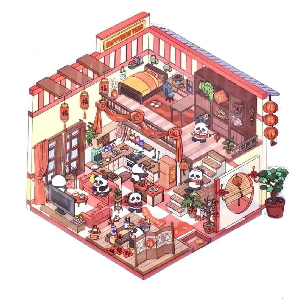 Cute Animal 7.0 – Happy Chinese New Year 3D Sticker Scenes - 4 Theme Sets: Capybara Lantern Festival | Capybara New Year | Panda New Year | Snake 2025