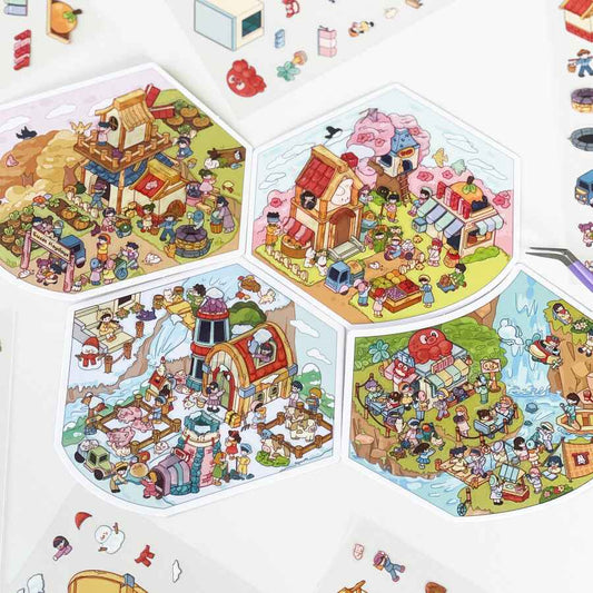Sweet Farm – 3D Sticker Scenes - 4 Theme Sets: Sweet Farm | Outdoor Picnic | Farm Harvest | Winter Farm