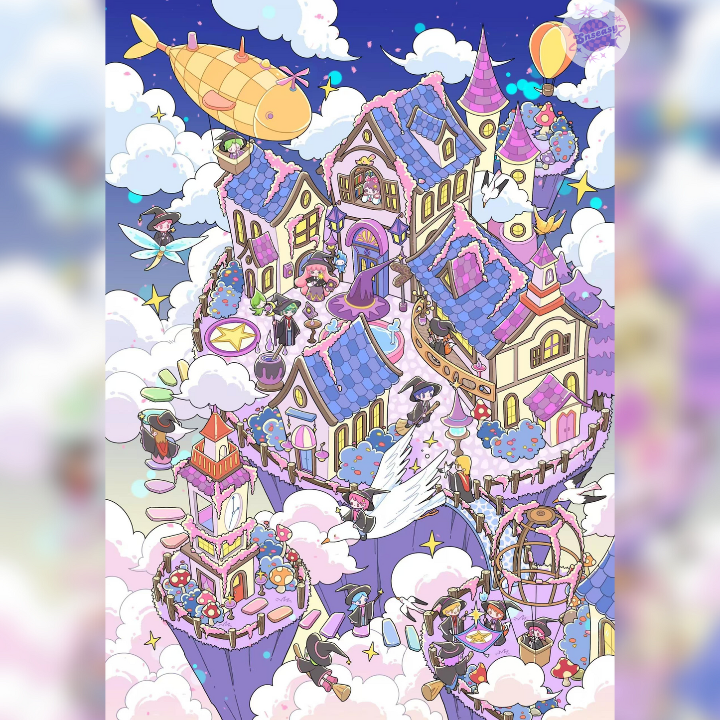 Fantasy Sky Island – 3D Miniature Scene Stickers (Plus Size) – 2 Theme Sets: Magic Castle | Robot Future City