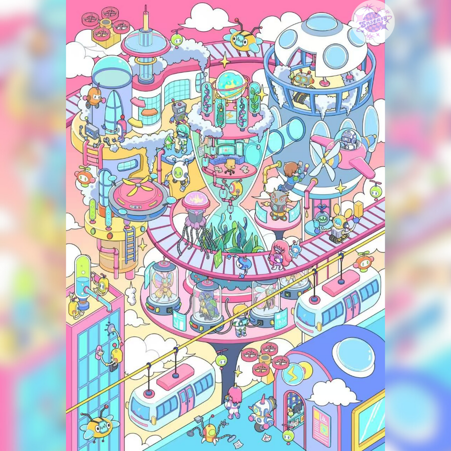 Fantasy Sky Island – 3D Miniature Scene Stickers (Plus Size) – 2 Theme Sets: Magic Castle | Robot Future City