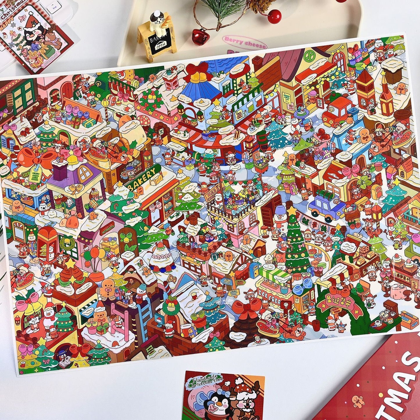 Grinwald Christmas Town 3D Scene Sticker Plus Size