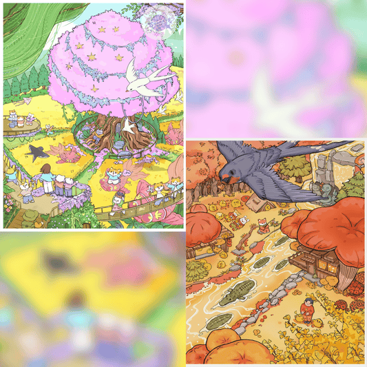 Adorable Four Seasons – 3D Miniature Scene Stickers (Plus Size) – 2 Theme Sets: Spring Flower Field | Autumn Encounter