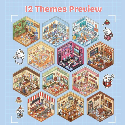 BoBo Puppy Sticker Book – 12 Fun-Themed Scenes | 3D Miniature Scene Stickers