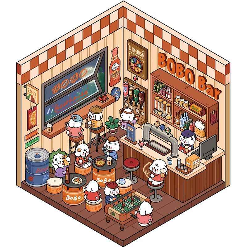 BoBo Puppy Sticker Book – 12 Fun-Themed Scenes | 3D Miniature Scene Stickers