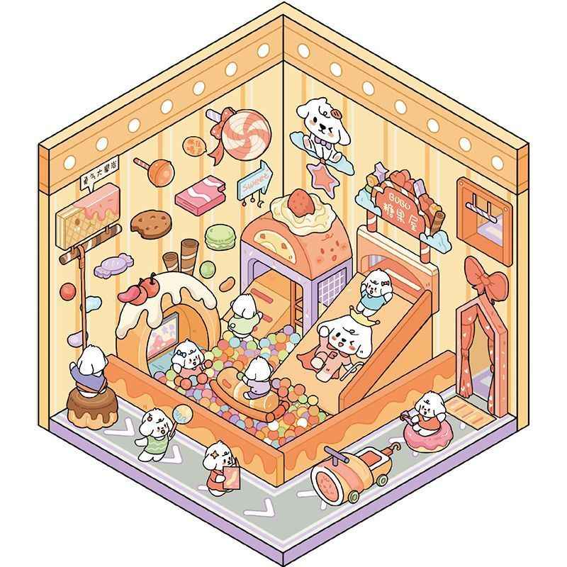 BoBo Puppy Sticker Book – 12 Fun-Themed Scenes | 3D Miniature Scene Stickers